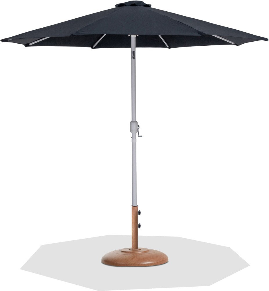 Meridian Furniture - Fiji Black Fabric / Teak Aluminum Patio Umbrella with Base Sets - 55015Black-BT veiw 1