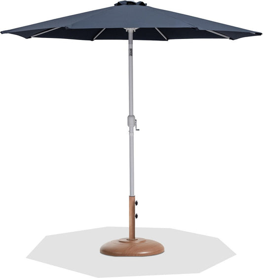 Meridian Furniture - Fiji Grey Fabric / Teak Aluminum Patio Umbrella with Base Sets - 55015Grey-BT veiw 1