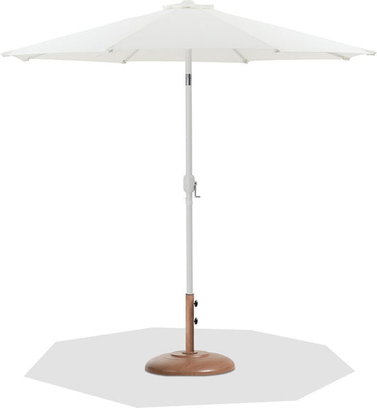 Meridian Furniture - Fiji White Fabric / Teak Aluminum Patio Umbrella with Base Sets - 55015White-BT veiw 1