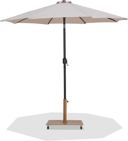 Meridian Furniture - Fiji Beige Fabric / Teak Aluminum Patio Umbrella with Base Sets - 55016Beige-AT veiw 1