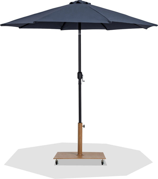 Meridian Furniture - Fiji Grey Fabric / Teak Aluminum Patio Umbrella with Base Sets - 55016Grey-AT veiw 1