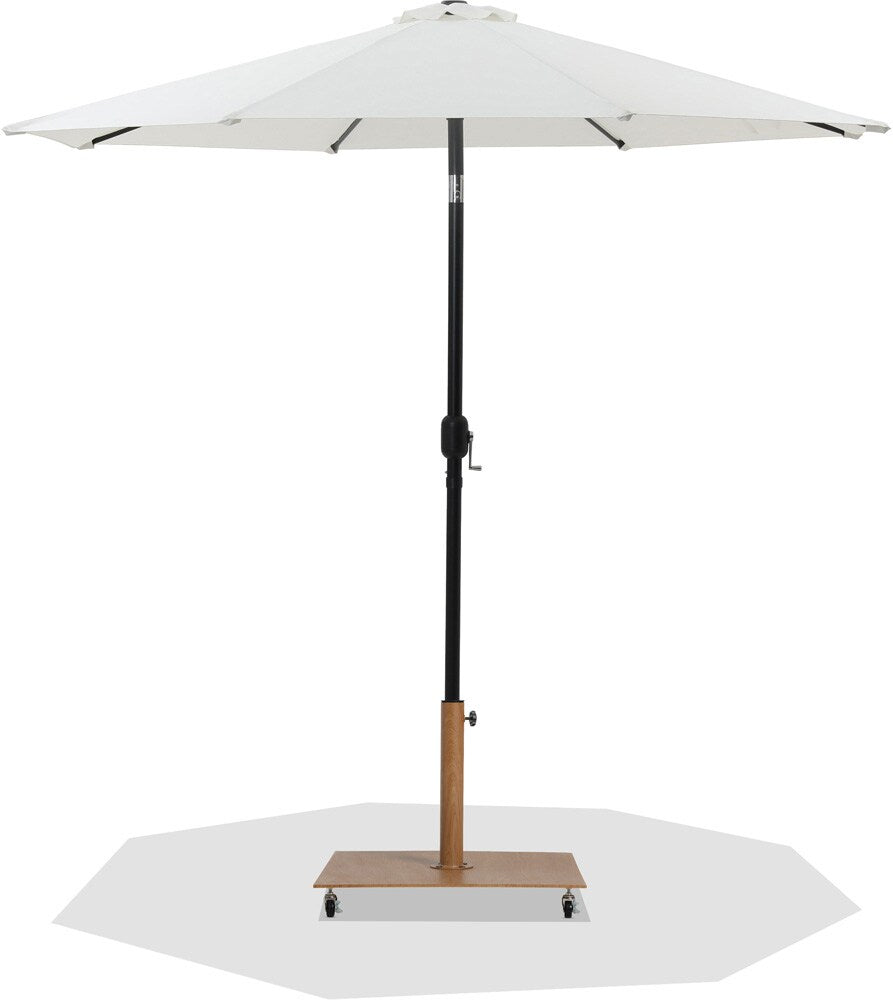 Meridian Furniture - Fiji White Fabric / Teak Aluminum Patio Umbrella with Base Sets - 55016White-AT veiw 1