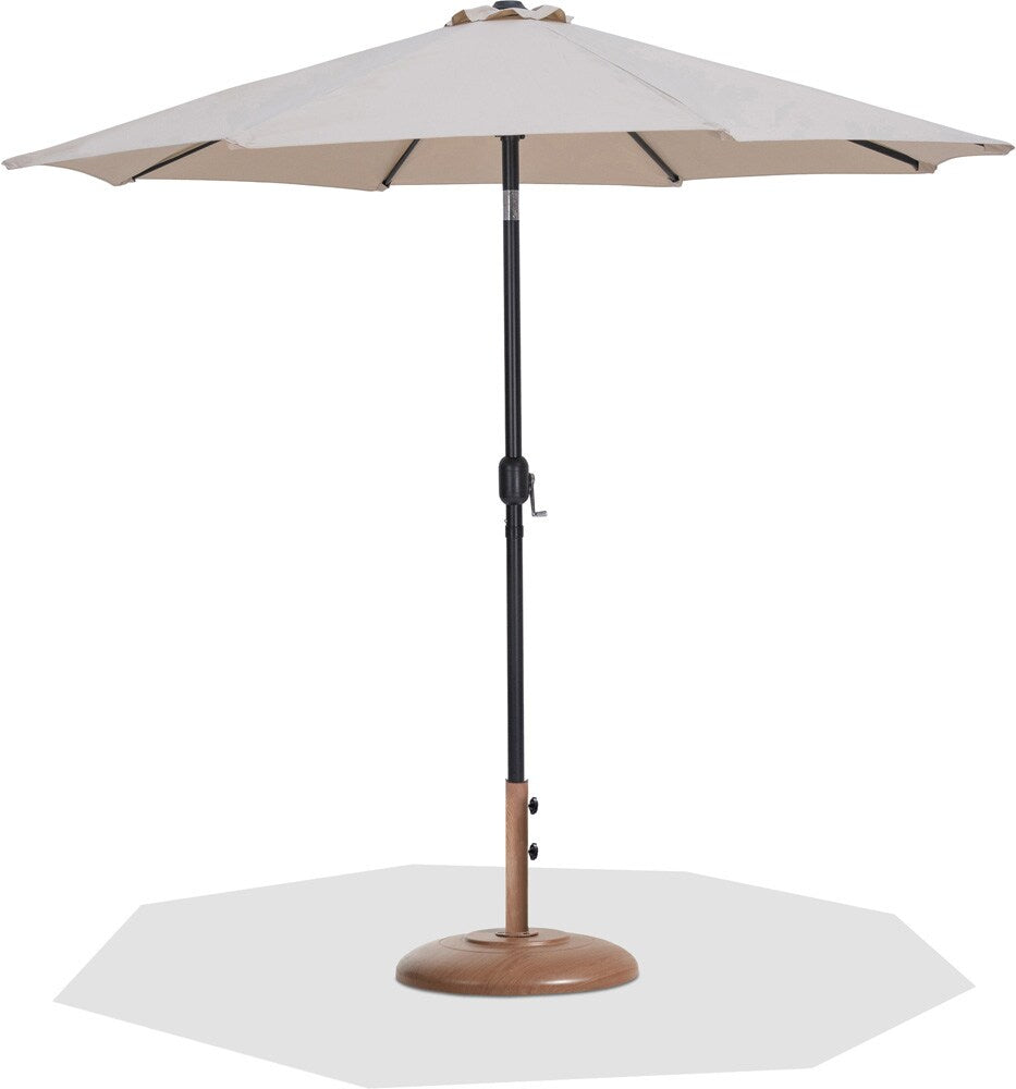 Meridian Furniture - Fiji Beige Fabric / Teak Aluminum Patio Umbrella with Base Sets - 55016Beige-BT veiw 1
