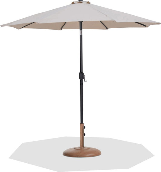 Meridian Furniture - Fiji Beige Fabric / Teak Aluminum Patio Umbrella with Base Sets - 55016Beige-BT veiw 1