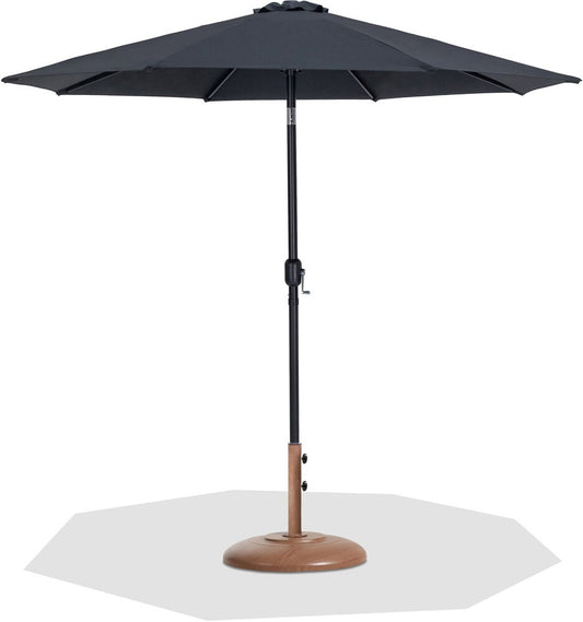 Meridian Furniture - Fiji Black Fabric / Teak Aluminum Patio Umbrella with Base Sets - 55016Black-BT veiw 1