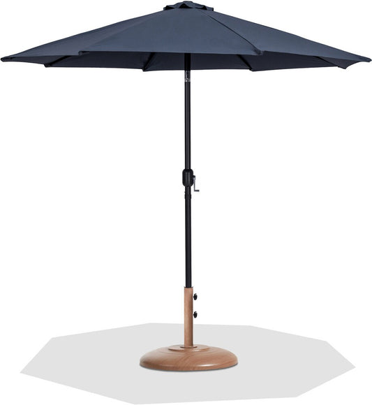 Meridian Furniture - Fiji Grey Fabric / Teak Aluminum Patio Umbrella with Base Sets - 55016Grey-BT veiw 1