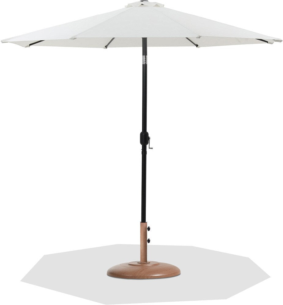 Meridian Furniture - Fiji White Fabric / Teak Aluminum Patio Umbrella with Base Sets - 55016White-BT veiw 1