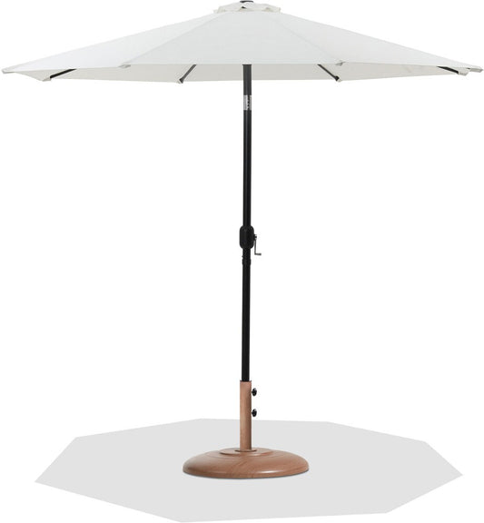 Meridian Furniture - Fiji White Fabric / Teak Aluminum Patio Umbrella with Base Sets - 55016White-BT veiw 1