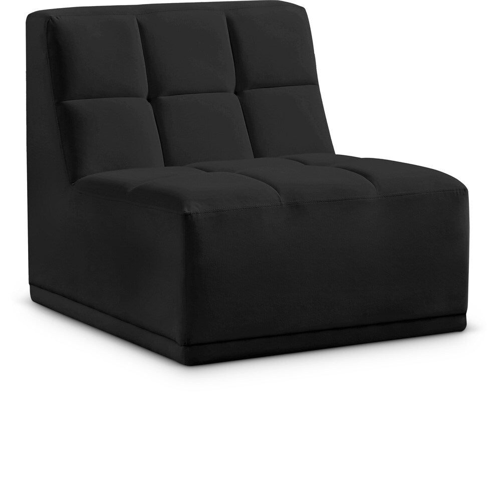 Meridian Furniture - Relax Black Velvet Armless Chair - 650Black-Armless veiw 1