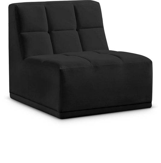 Meridian Furniture - Relax Black Velvet Armless Chair - 650Black-Armless veiw 1