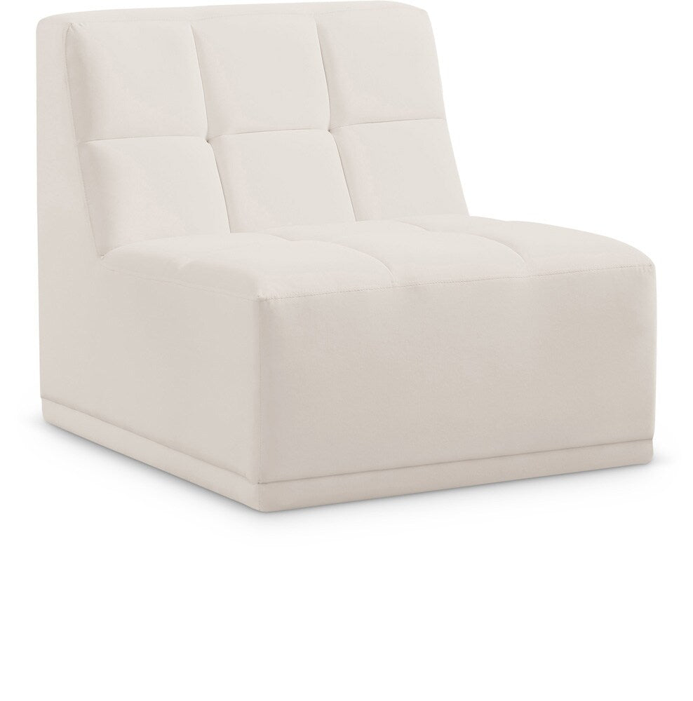 Meridian Furniture - Relax Cream Velvet Armless Chair - 650Cream-Armless veiw 1