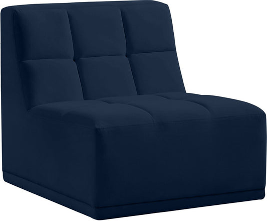 Meridian Furniture - Relax Navy Velvet Armless Chair - 650Navy-Armless veiw 1