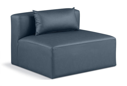Meridian Furniture - Cube Navy Blue Vegan Leather Armless Chair - 668Navy-Armless veiw 1