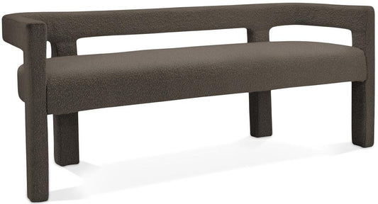 Meridian Furniture - Athena Brown Boucle Fabric Bench - 865Brown veiw 1