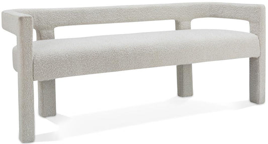 Meridian Furniture - Athena Cream Boucle Fabric Bench - 865Cream veiw 1