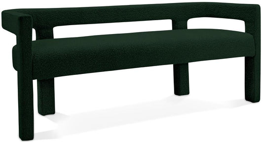 Meridian Furniture - Athena Green Boucle Fabric Bench - 865Green veiw 1