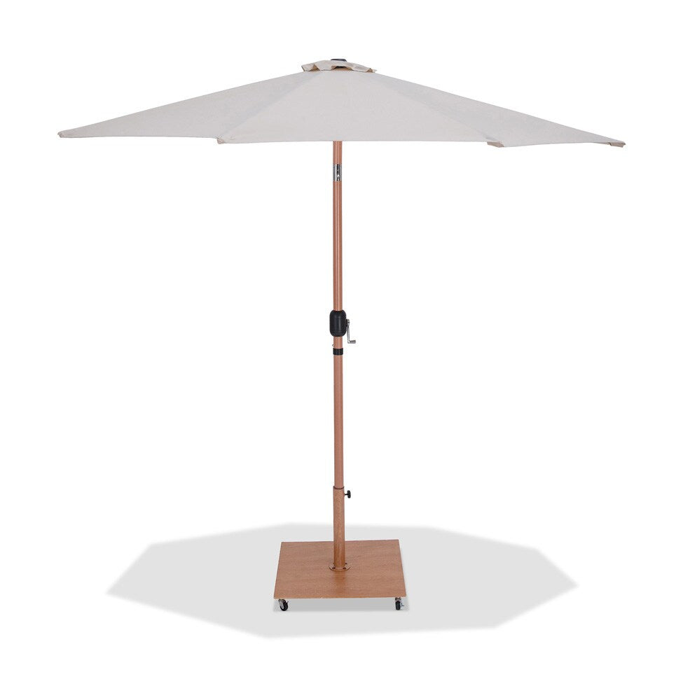 Meridian Furniture - Fiji Beige Fabric / Teak Aluminum Patio Umbrella with Base Sets - 55014Beige-AT veiw 1