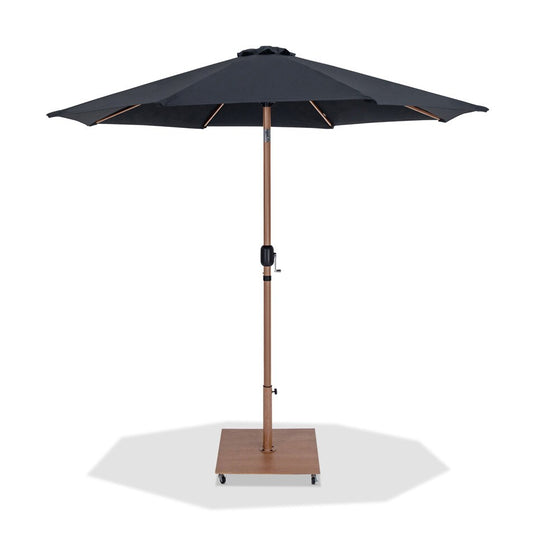 Meridian Furniture - Fiji Black Fabric / Teak Aluminum Patio Umbrella with Base Sets - 55014Black-AT veiw 1