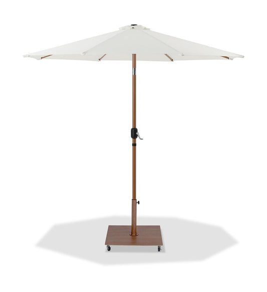 Meridian Furniture - Fiji White Fabric / Teak Aluminum Patio Umbrella with Base Sets - 55014White-AT veiw 1