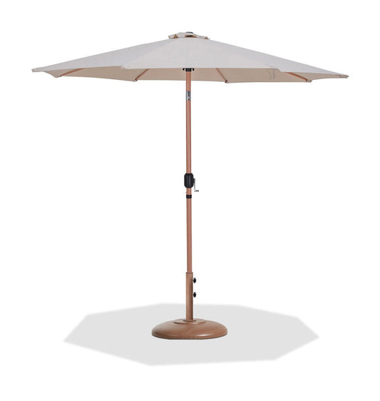 Meridian Furniture - Fiji Beige Fabric / Teak Aluminum Patio Umbrella with Base Sets - 55014Beige-BT veiw 1