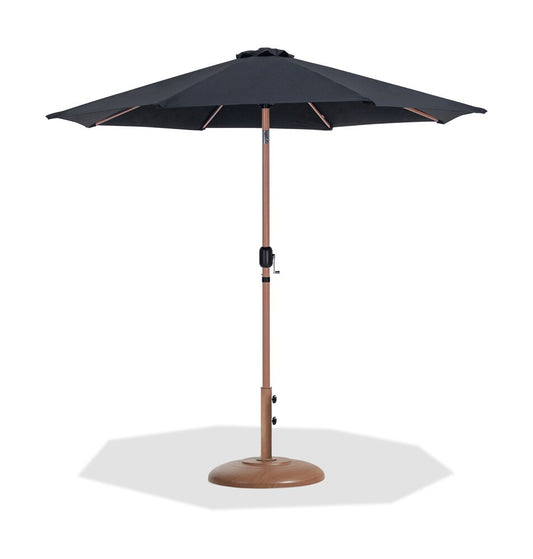 Meridian Furniture - Fiji Black Fabric / Teak Aluminum Patio Umbrella with Base Sets - 55014Black-BT veiw 1