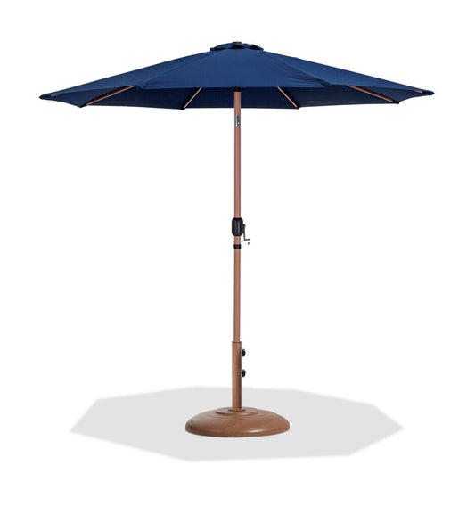 Meridian Furniture - Fiji Navy Fabric / Teak Aluminum Patio Umbrella with Base Sets - 55014Navy-BT veiw 1