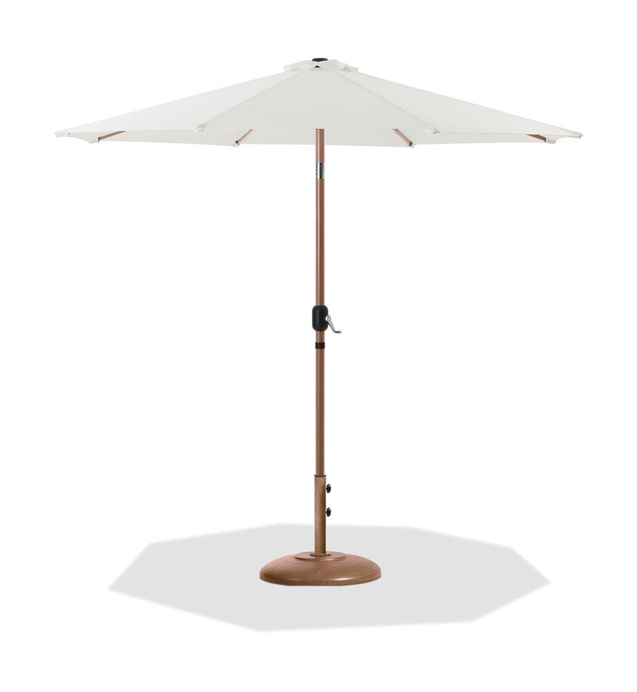 Meridian Furniture - Fiji White Fabric / Teak Aluminum Patio Umbrella with Base Sets - 55014White-BT veiw 1