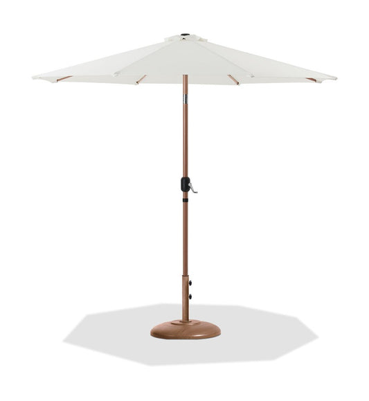 Meridian Furniture - Fiji White Fabric / Teak Aluminum Patio Umbrella with Base Sets - 55014White-BT veiw 1