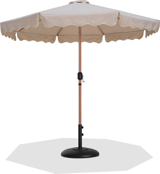Meridian Furniture - Amalfi Beige Fabric With Cream Piping / Matte Black Aluminum Patio Umbrella with Base Sets - 55017Beige-BB veiw 1
