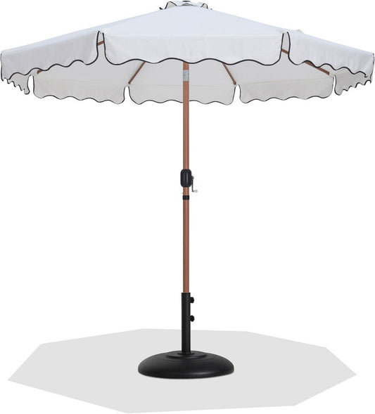 Meridian Furniture - Amalfi White Fabric With Black Piping / Matte Black Aluminum Patio Umbrella with Base Sets - 55017White-BB veiw 1