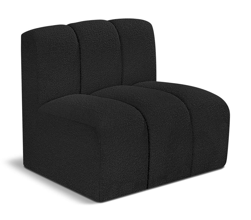 Meridian Furniture - Arc Black Boucle Fabric Straight Chair - 102Black-ST veiw 1