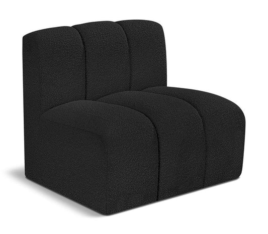 Meridian Furniture - Arc Black Boucle Fabric Straight Chair - 102Black-ST veiw 1