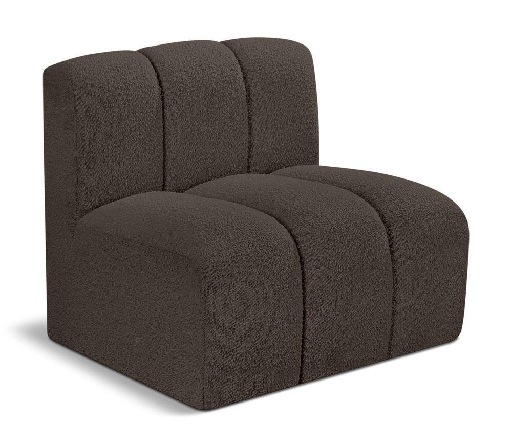 Meridian Furniture - Arc Brown Boucle Fabric Straight Chair - 102Brown-ST veiw 1