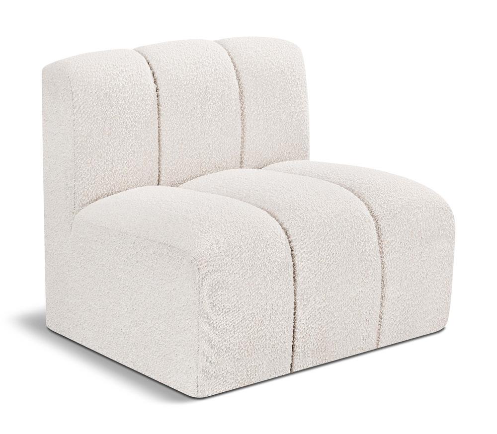 Meridian Furniture - Arc Cream Boucle Fabric Straight Chair - 102Cream-ST veiw 1