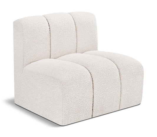 Meridian Furniture - Arc Cream Boucle Fabric Straight Chair - 102Cream-ST veiw 1