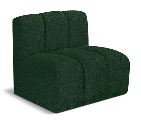 Meridian Furniture - Arc Green Boucle Fabric Straight Chair - 102Green-ST veiw 1