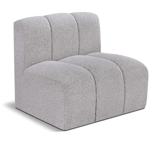 Meridian Furniture - Arc Grey Boucle Fabric Straight Chair - 102Grey-ST veiw 1