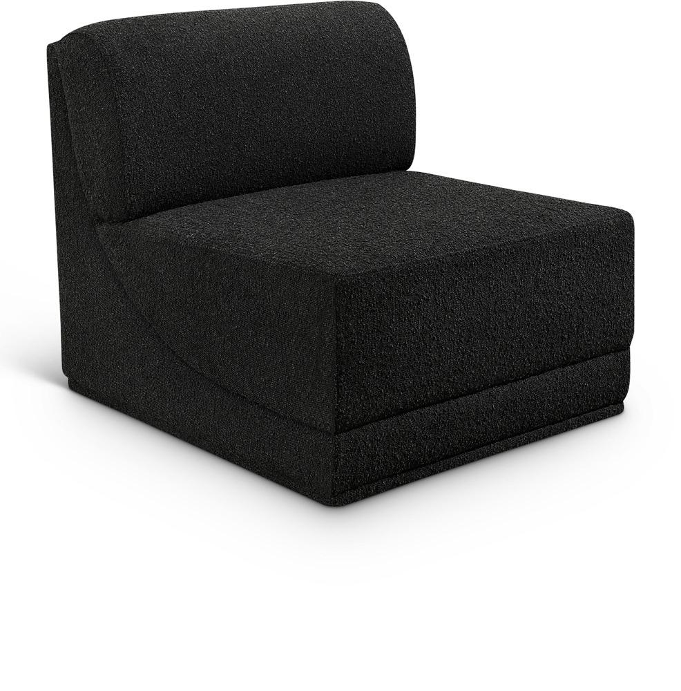 Meridian Furniture - Ollie Black Boucle Fabric Armless - 118Black-Armless veiw 1