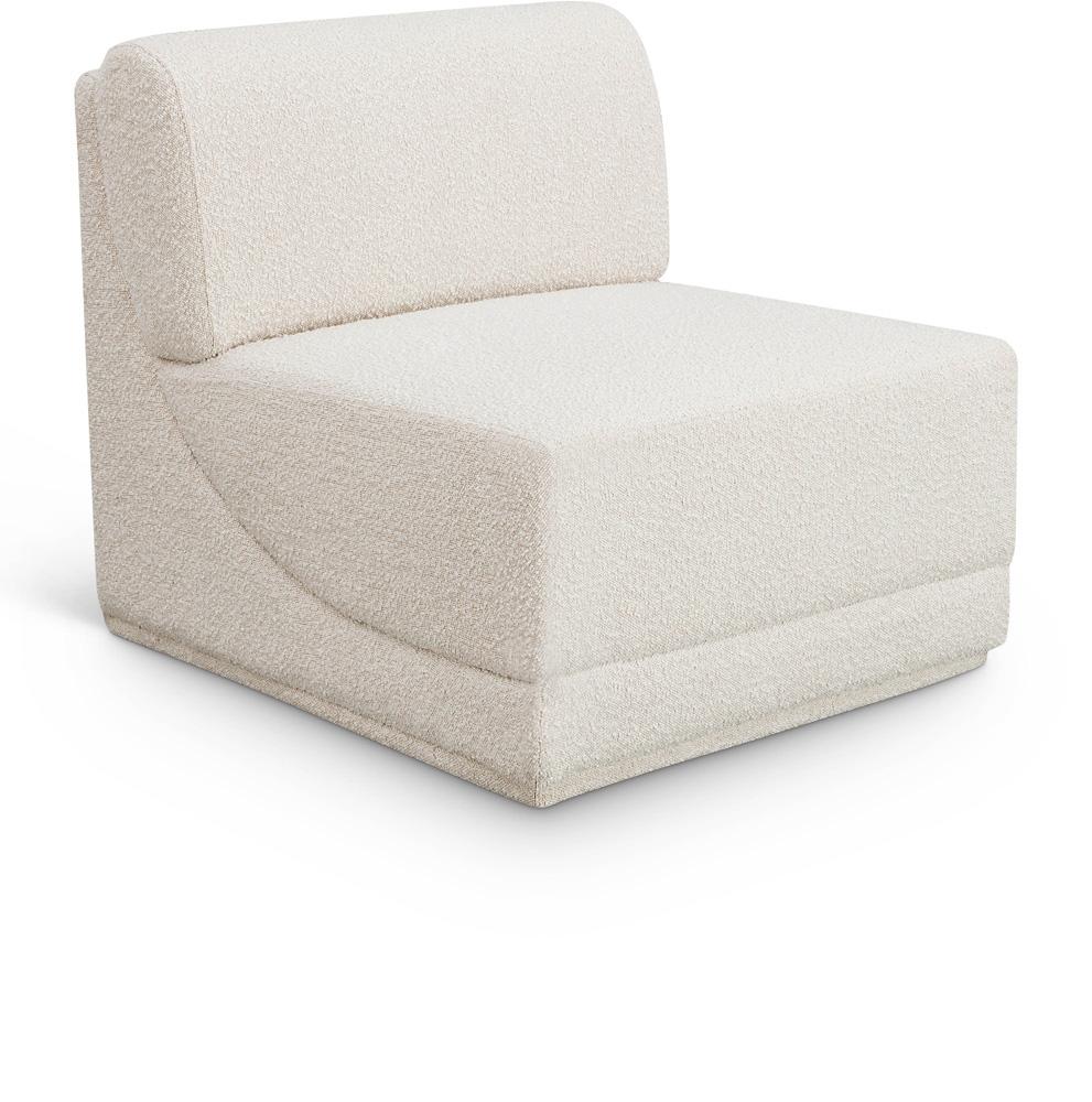 Meridian Furniture - Ollie Cream Boucle Fabric Armless - 118Cream-Armless veiw 1