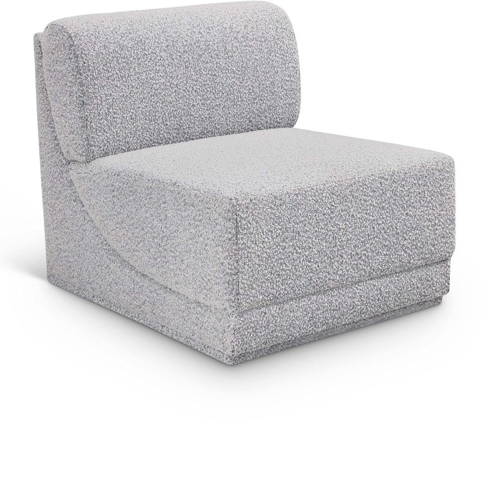 Meridian Furniture - Ollie Grey Boucle Fabric Armless - 118Grey-Armless veiw 1