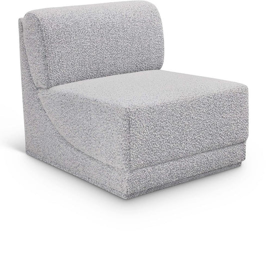 Meridian Furniture - Ollie Grey Boucle Fabric Armless - 118Grey-Armless veiw 1