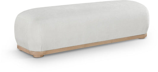 Meridian Furniture - Calum Cream Chenille Fabric Bench - 22087Cream veiw 1