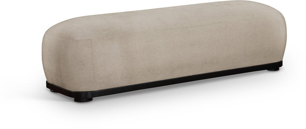 Meridian Furniture - Calum Beige Chenille Fabric Bench - 22088Beige veiw 1