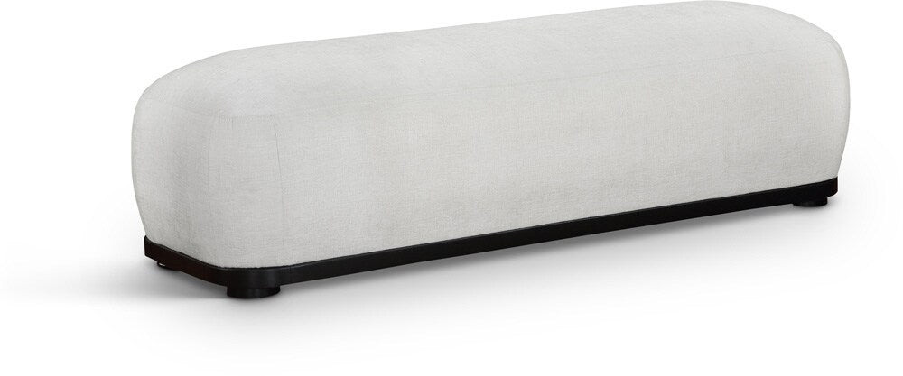Meridian Furniture - Calum Cream Chenille Fabric Bench - 22088Cream veiw 1