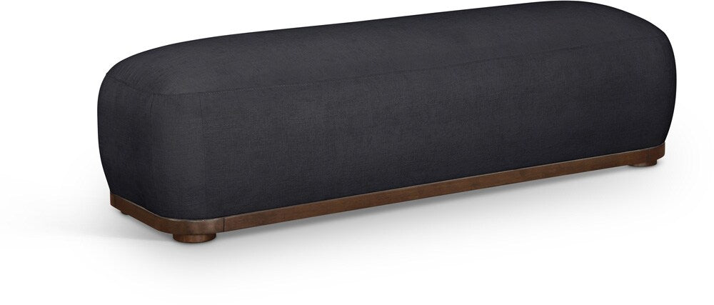 Meridian Furniture - Calum Black Chenille Fabric Bench - 22089Black veiw 1