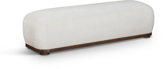 Meridian Furniture - Calum Cream Chenille Fabric Bench - 22089Cream veiw 1