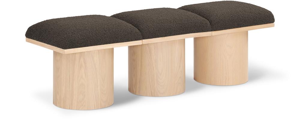 Meridian Furniture - Pavilion Brown Boucle Fabric Bench - 3Pc - 465Brown-3A veiw 1