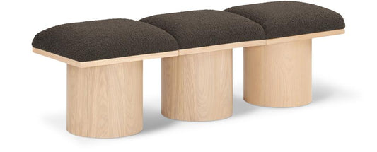Meridian Furniture - Pavilion Brown Boucle Fabric Bench - 3Pc - 465Brown-3A veiw 1