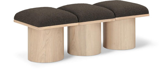 Meridian Furniture - Pavilion Brown Boucle Fabric Bench - 3Pc - 465Brown-3B veiw 1