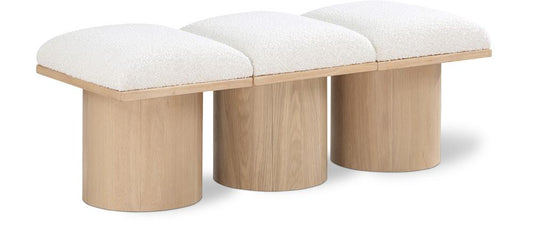 Meridian Furniture - Pavilion Cream Boucle Fabric Bench - 3Pc - 465Cream-3B veiw 1